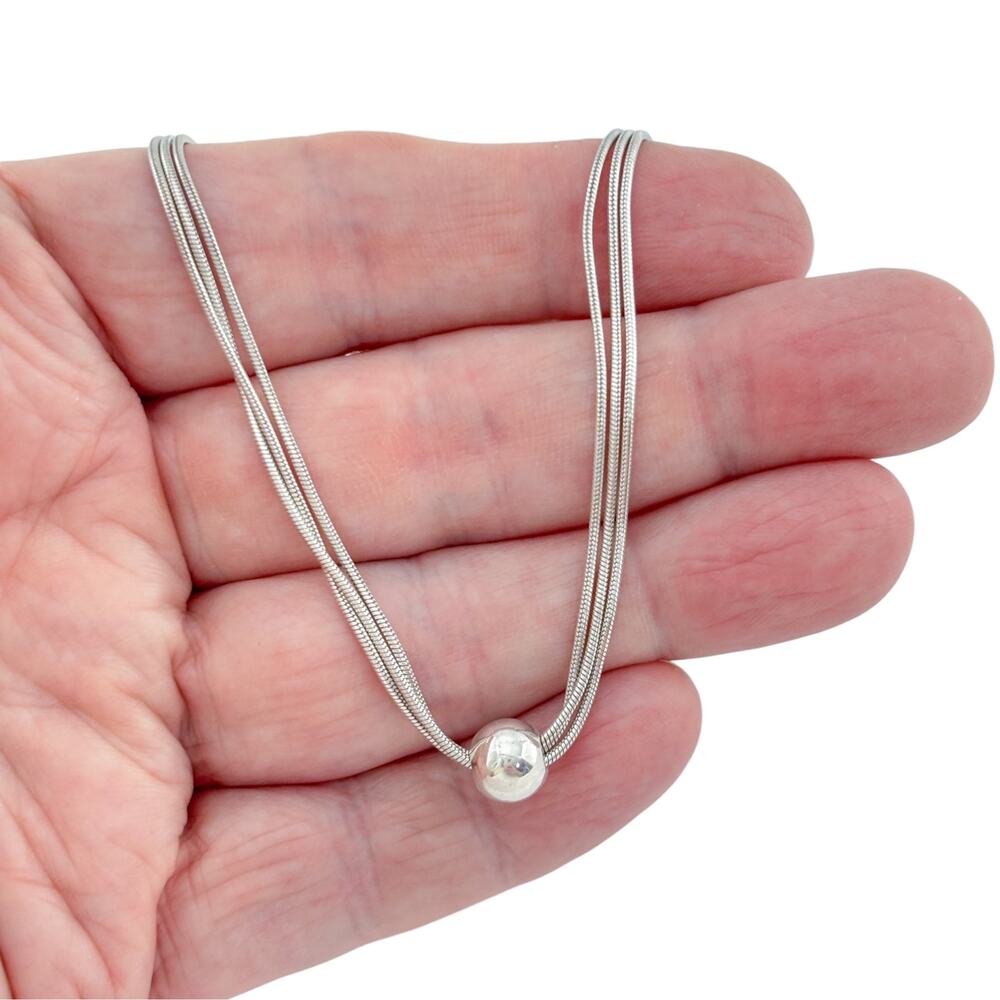 Retired Silpada Sterling Silver 925 Italy Multi Snake Bead Necklace 16"